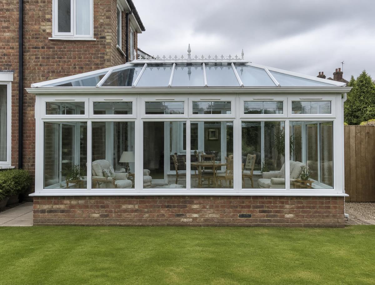 White Edwardian conservatory on a Glasgow family home